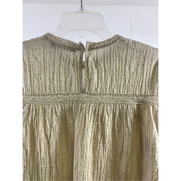 Zara Cream Linen Cotton Blend Tunic Dress Size M - Picture 7 of 13